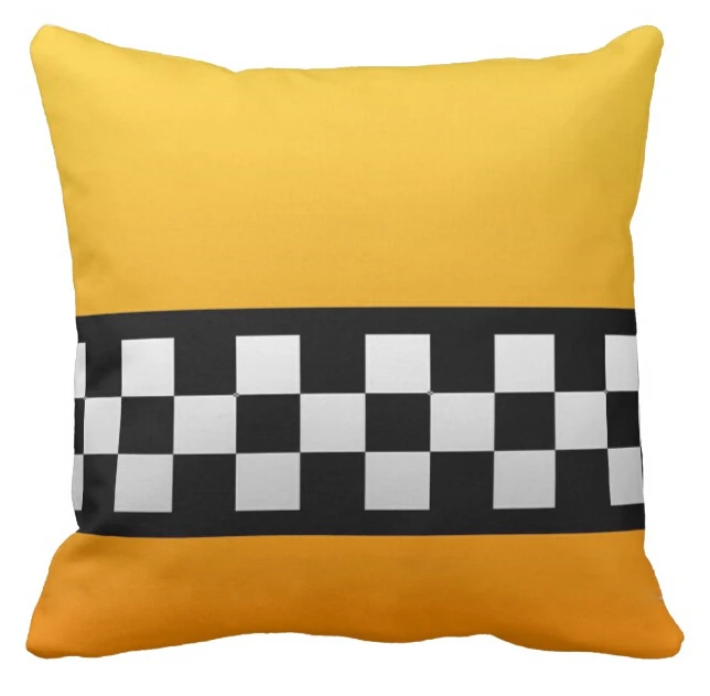 Yellow New York Taxi Throw Pillow Case NYC Checker Cab Squares Cushion Cover Fashion Gifts Chair Car Seat Decor Two Sides 18