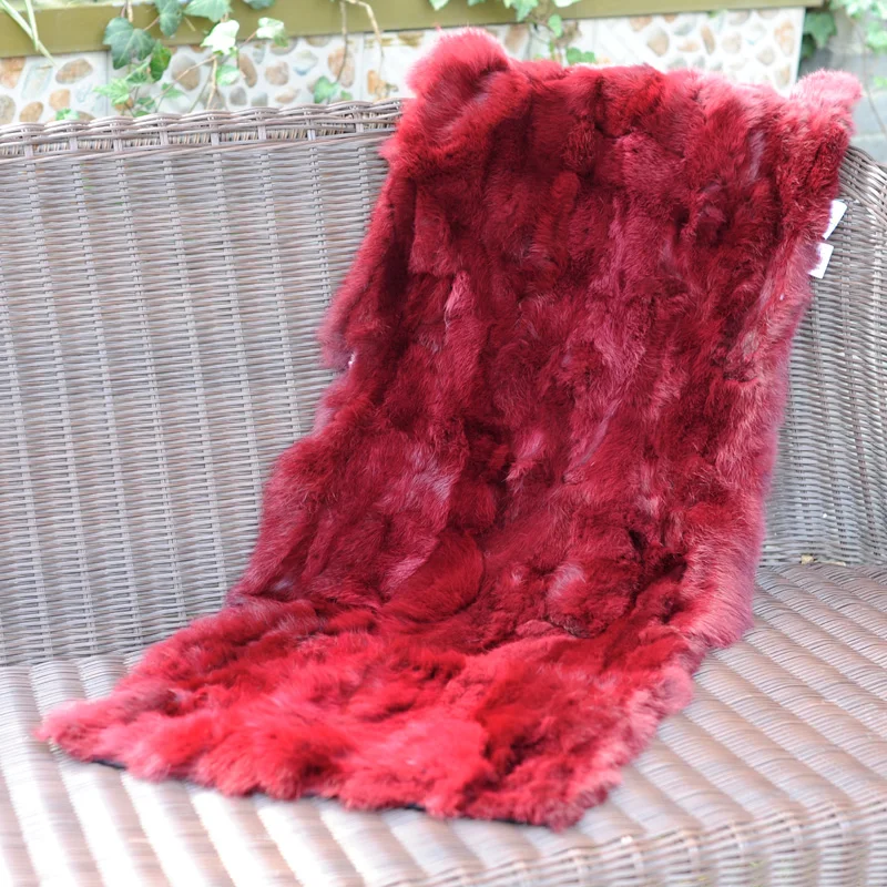 

CX-D-18E Bed Mat Custom Made Soft Warm Patchwork Rabbit Fur Real Fur Sofa Area Rug~Drop Shipping