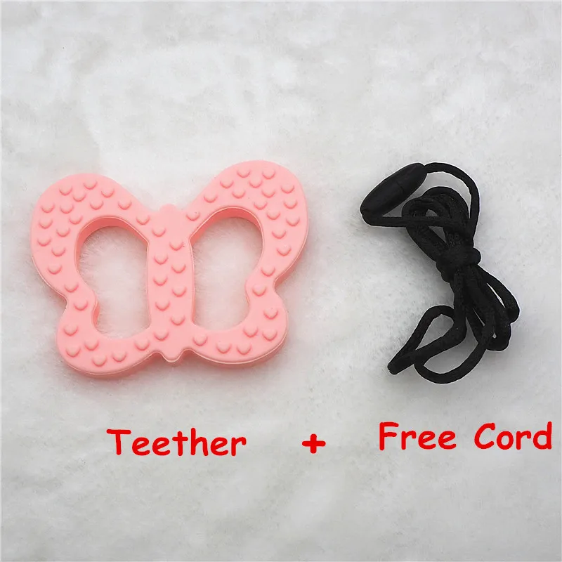 Chenkai 2PCS Cute Silicone Butterfly Teether DIY Baby Animal Pendant Pacifier Dummy Sensory Jewelry Making Charms BPA Free Toy