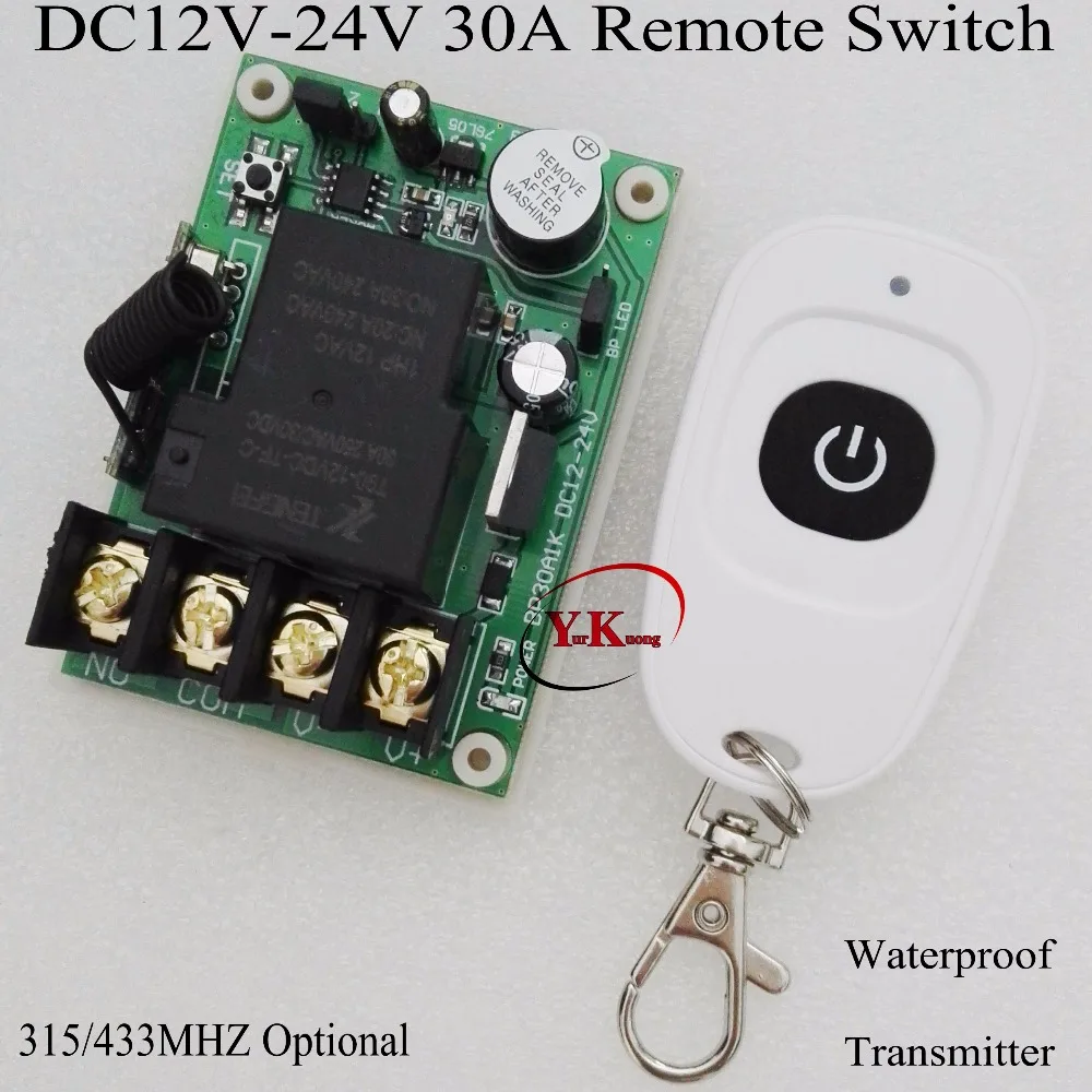 DC 12V 13V 14V 16V 18V 23V 24V 30A Relay Contact Remote Switch Water Pump Motor Storage Battery Wireless Switch 315 433 NO COM