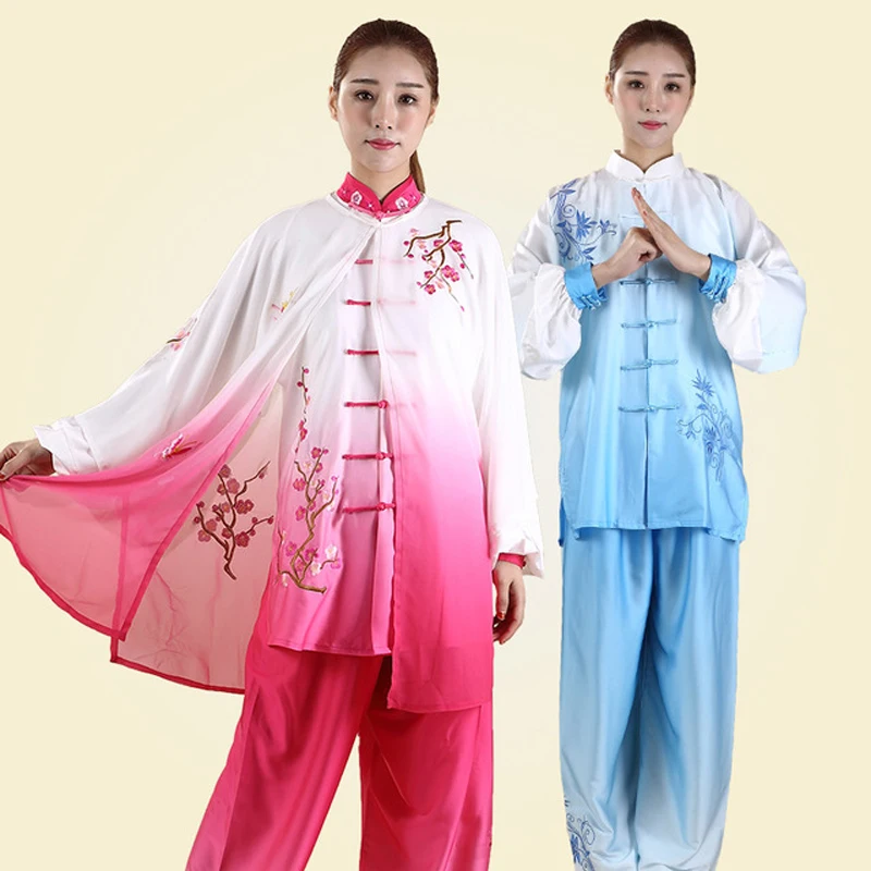 

3PC Chinese Tai chi clothing taiji performance suit wushu demo kungfu uniform embroidery for women girl kids adults female