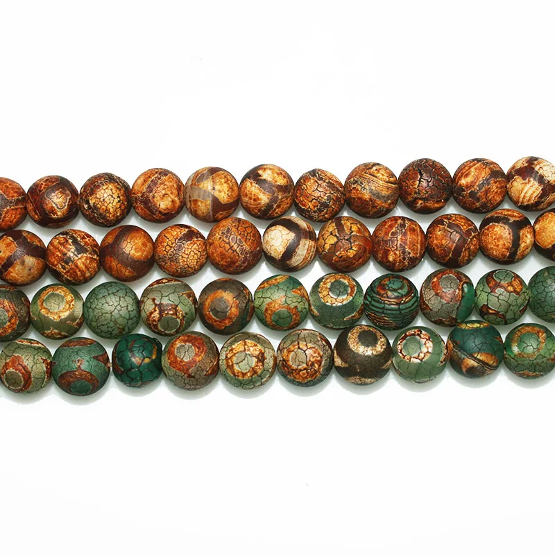 CAMDOE DANLEN Natural Stone Brown Frost Tibetan Dzi Buddha Beads 8 10 12MM Tortoise Shell Loose beads Fit Diy for jewelry Making