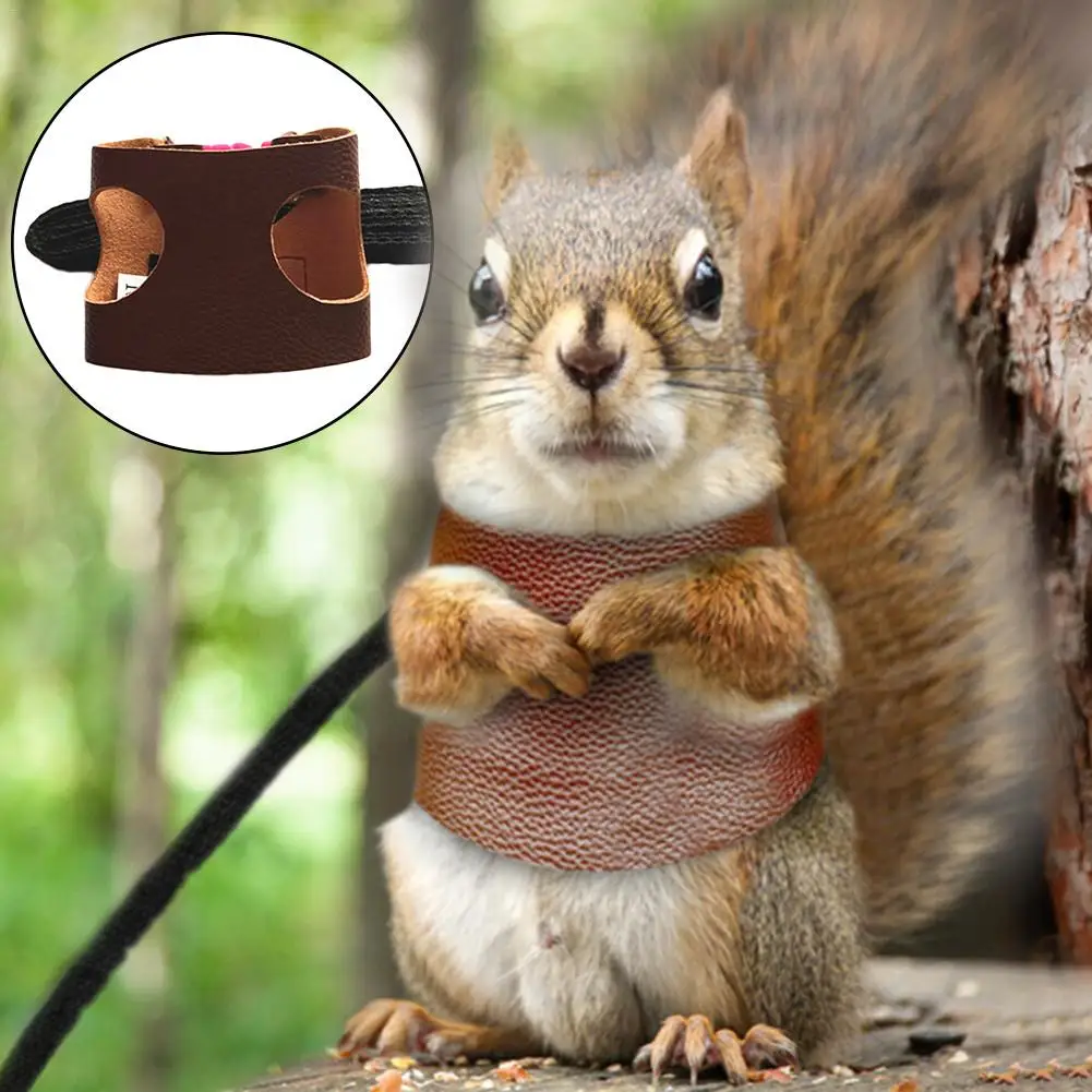 Split Vest Type Squirrel Small Pet Traction Rope Hamster Harness Artificial Leather Chest Strap Small Animal Pet Walking Lead