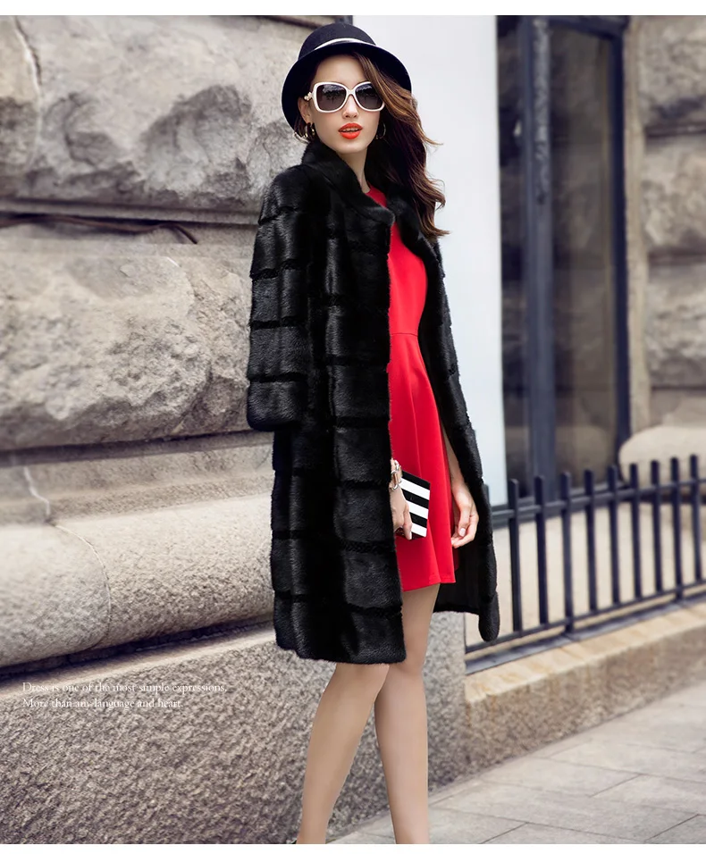 

Real genuine natural rabbit fur coat women fashion three quarter sleeve fur jacket outwear custom any size S11126