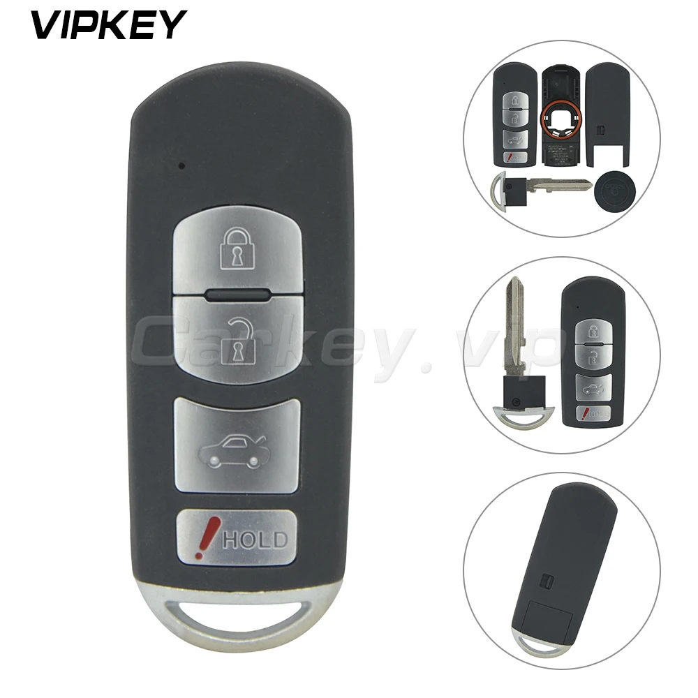 

Remotekey Car Key WAZSKE13D01 For Mazda CX-5 Smart Key Case Shell 4 Button 2013 2014 Car Assecories