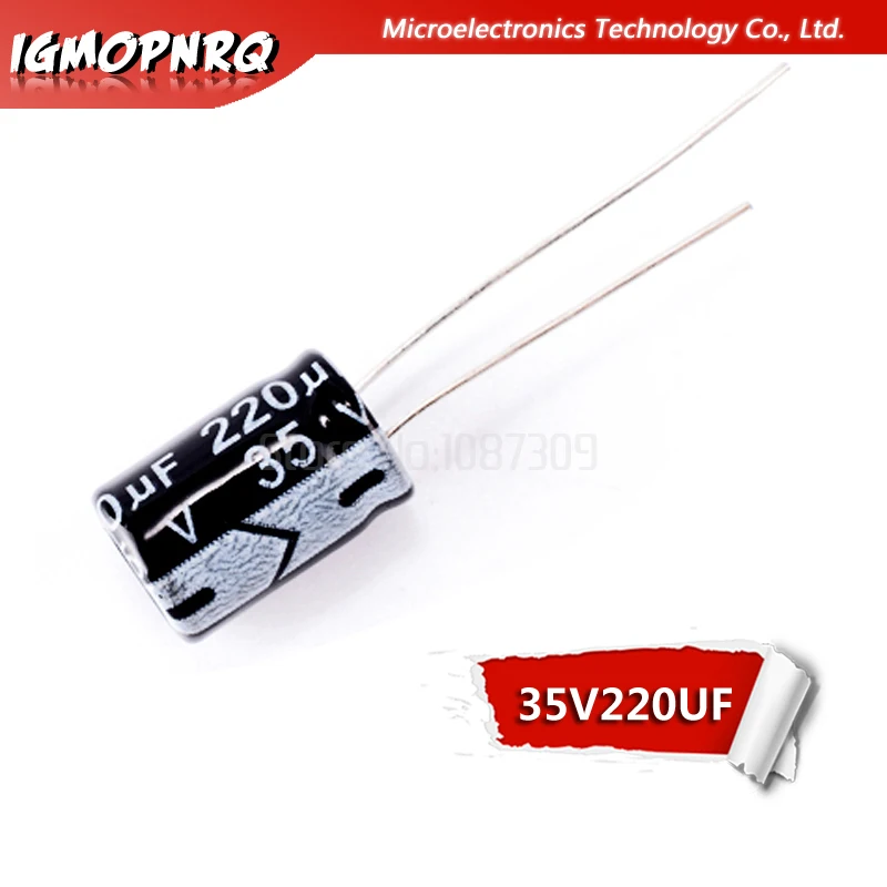 50PCS 35V220UF 8*12mm 220UF 35V 8x12mm Aluminum Electrolytic Capacitors DIP