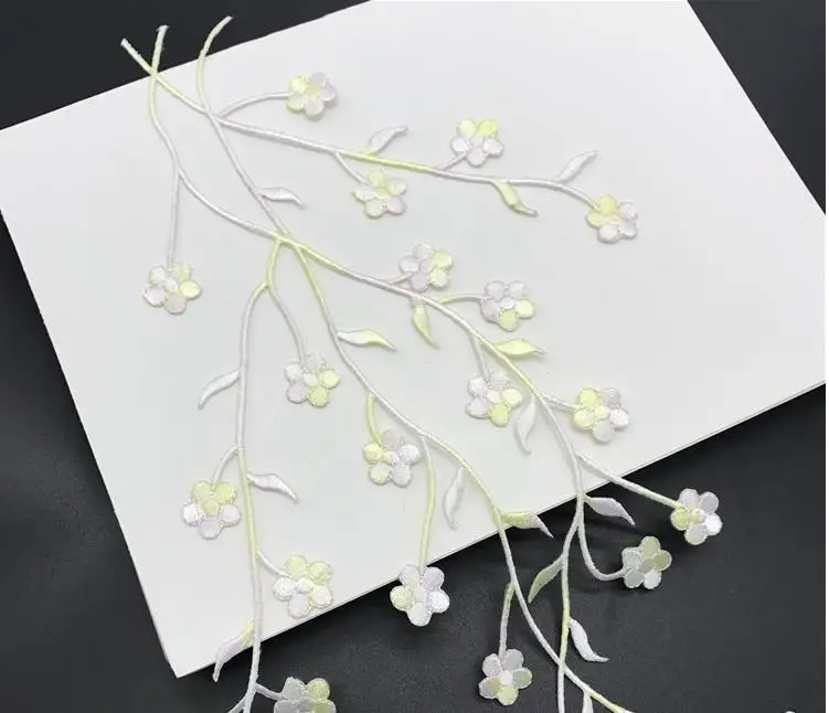 1 Stück Spitze Patch DIY Gold Silber Pflaumen blüte Stickerei Blumen applikation Stoff Aufkleber Kleidung Hochzeits dekoration ironisch – Detail 37