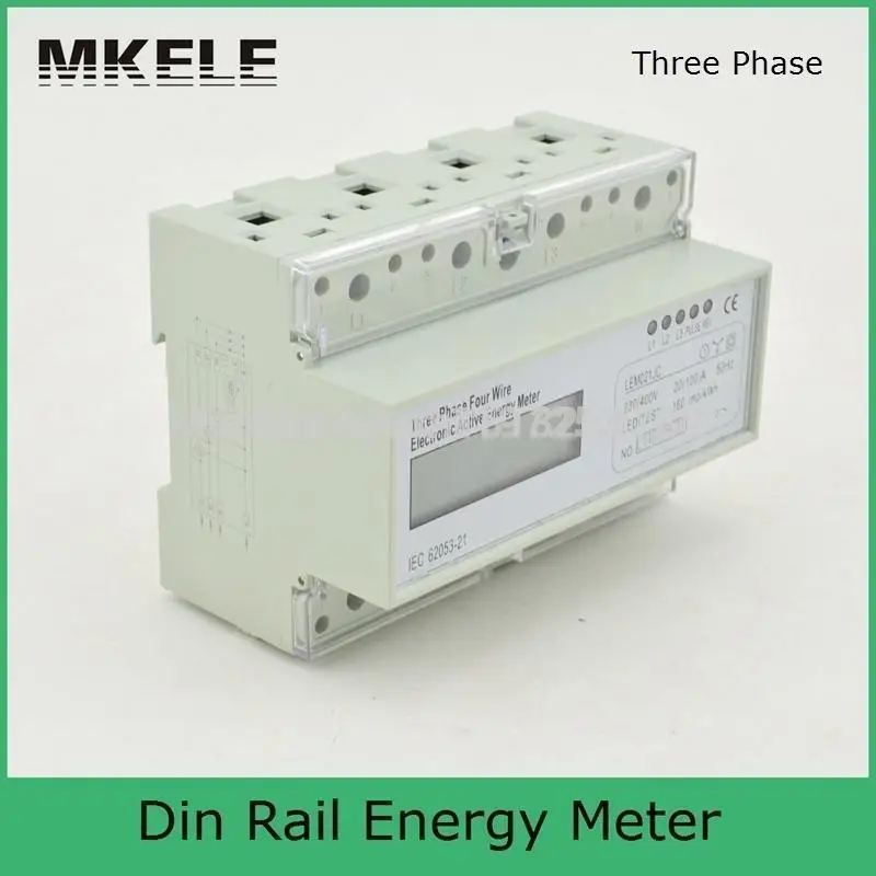 Multi-rate time-sharing calculation 20 (100)A  3*230V/400V  Three Phase KWH Watt Hour  Din Rail  Energy  Meter LCD  Wattmeter