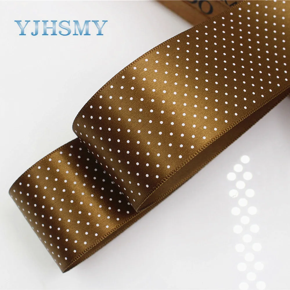 YJHSMY 176221,38MM 10 yards multi-color dots satin ribbon, headdress accessories wedding DIY hand-made materials