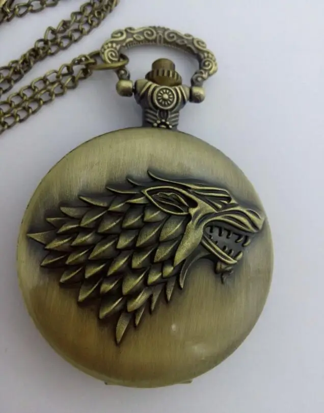 

Retro Bronze Wolf Design Quartz Pocket Watch Men Women Chain Fob Clock Gift Antique reloj bolsillo chain PM58