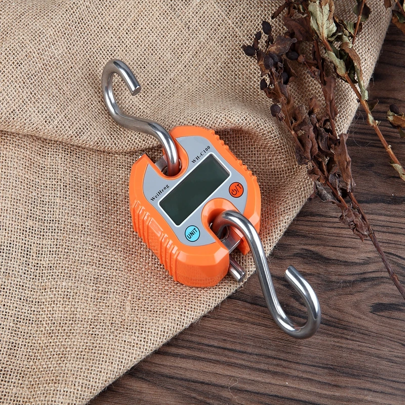 150kg Digital Crane Scale 150KG 50g Portable Stainless Steel Hook Hanging Scales Loop Fish Heavy Weighing Balance Green Backlit