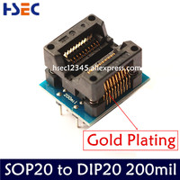 Top quality sop20 to dip20 adapter 200mil SOIC20 socket IC programmer adapter for T48 TL866 RT809H programmer sop20 programmator