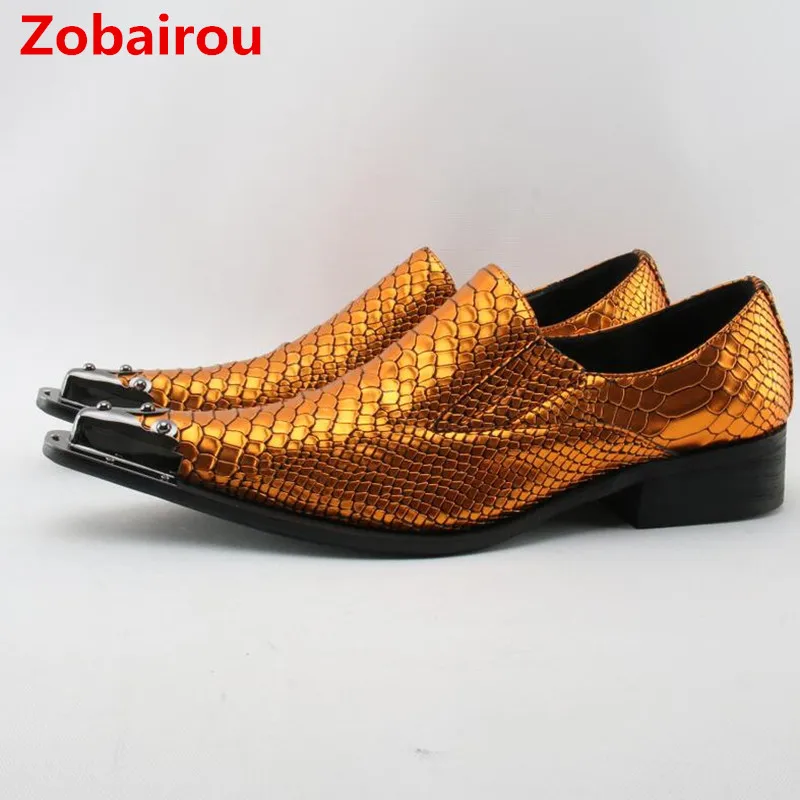 

Zobairou alligator shoes for men spiked loafers chaussures hommes flats mens pointed toe dress shoes sapato social oxford