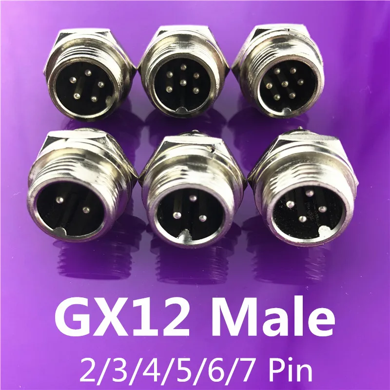 

1pc GX12 2/3/4/5/6/7 Pin Male 12mm L116-121 Circular Aviation Socket Plug Wire Panel Connector with Plastic Cap Lid