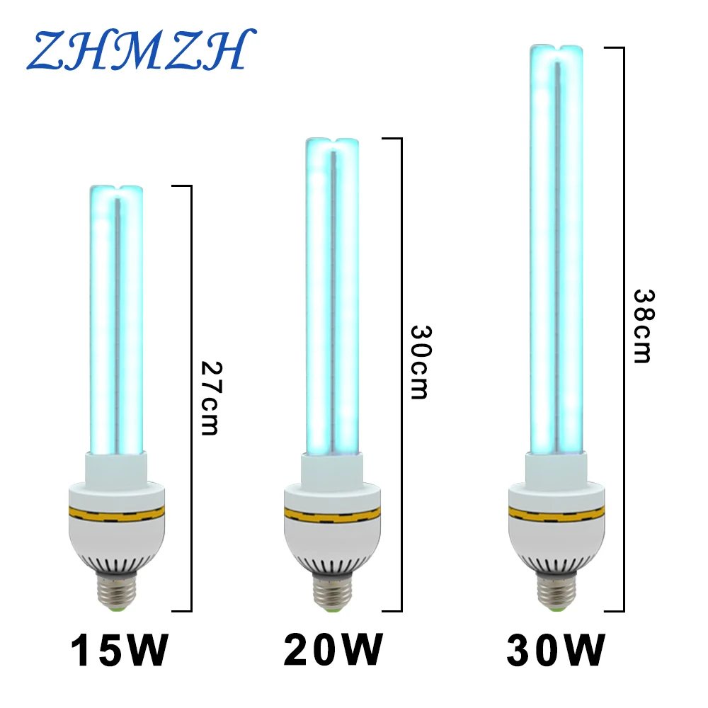 Lámparas germicidas ultravioleta UVC de 220V, lámpara de cuarzo de esterilización E27, luces de desinfección UV 15W 20W 30W, esterilizador de alto