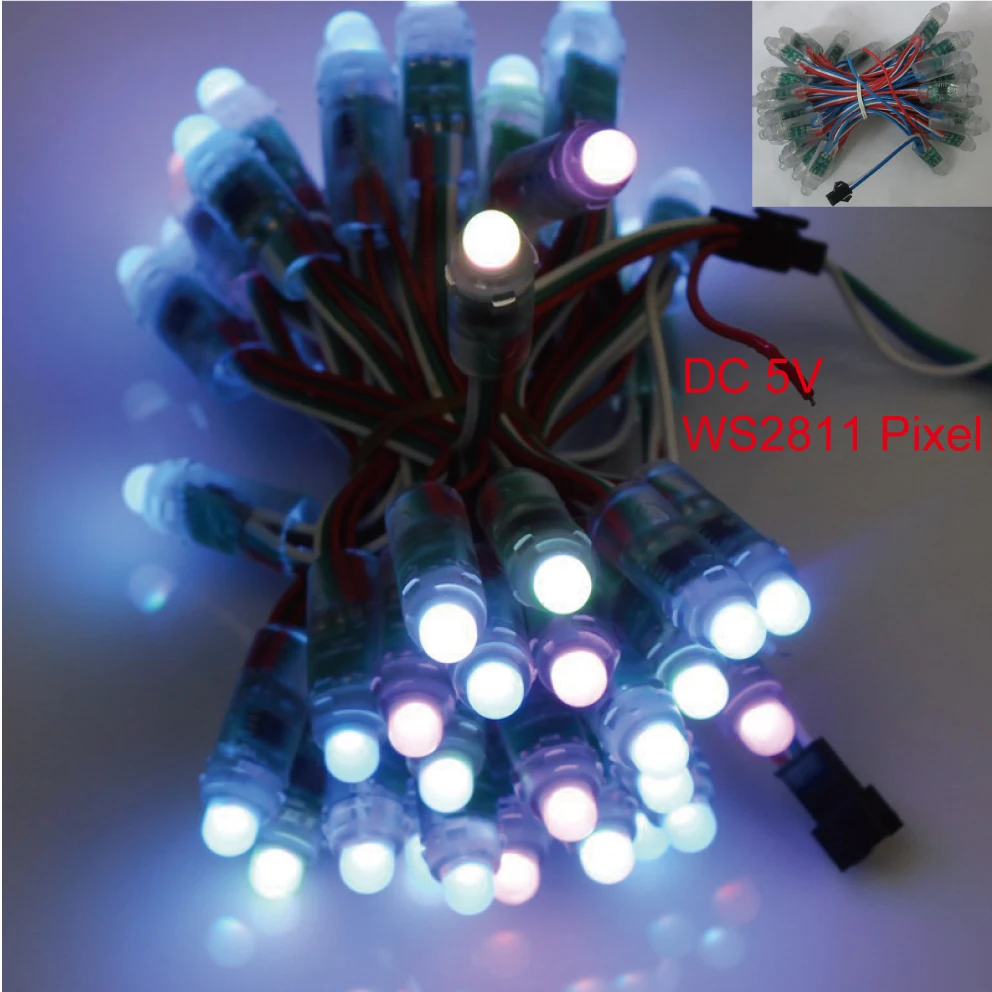 

500pcs/lot WS2811 pixel LED module 12mm IP68 waterproof DC5V full color RGB string christmas LED light Addressable magic color