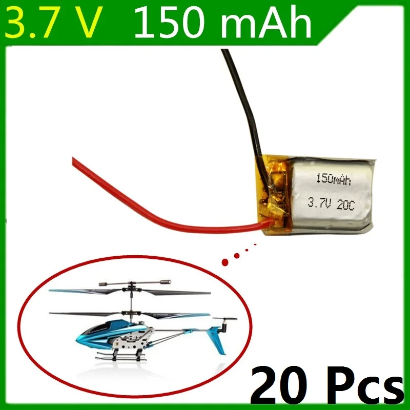 

20 PCS/lot 3.7V 150mAh For Syma S107 S107G 1S 3.7V 150mAh Li-Po Battery 3.7V Helicopter Part Best Quality