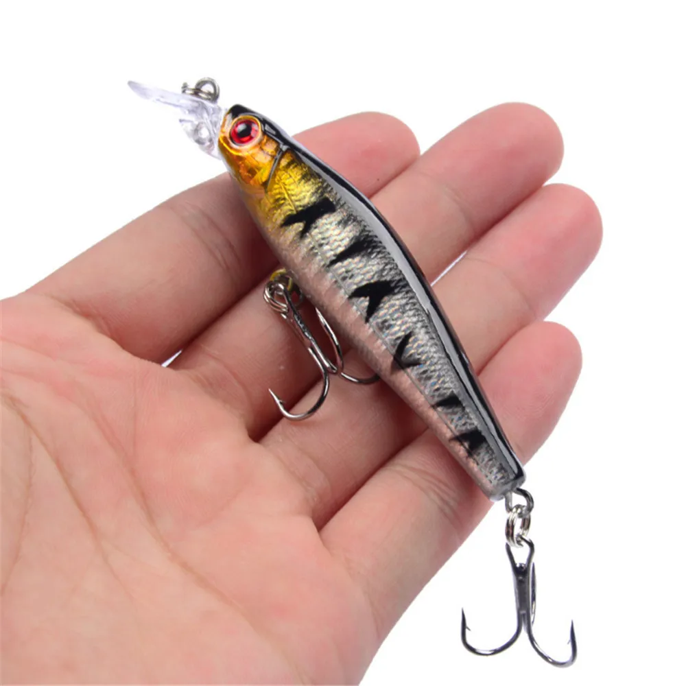 1Pcs  Fishing Lures Minnow 9g/80mm Hard Artificial Plastic Crankbait 3D Eyes Isca colorful Fishing Wobblers Bass Fake Fish Carp