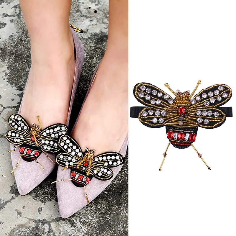 High Quality 1 Pair Rhinestone Bee Crystal for High Heels Shoes Manual DIY Shoe Decorations Wedding Party Shoes Accessories