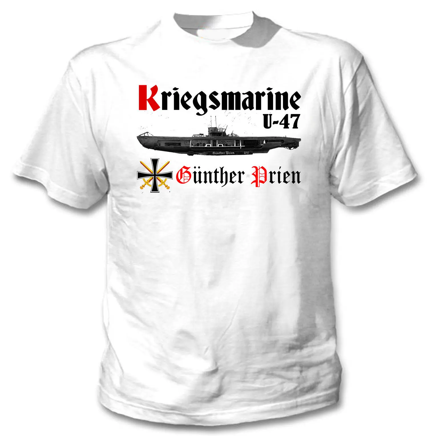 T-Shirt Summer Novelty Cartoon Kriegsmarine U-47 Guntehr Prien Wwii - New Amazing Graphic Tshirt- S-M-L-Xl-Xxl T Shirt