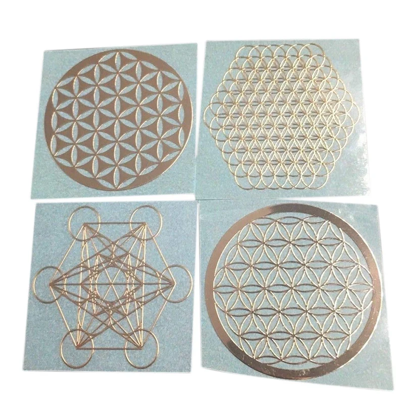 4 Pieces / Set of Flower of Life New Metal Energy Decoration Sticker Mobile Phone Case Back Sticker Cup Sticker