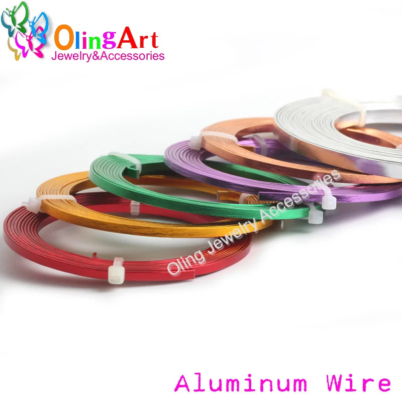 OLINGART NEW 5M Roll 1*3mm Aluminum Wire Soft Craft Versatile Painted Aluminium Metal Choker Necklace Jewelry Making