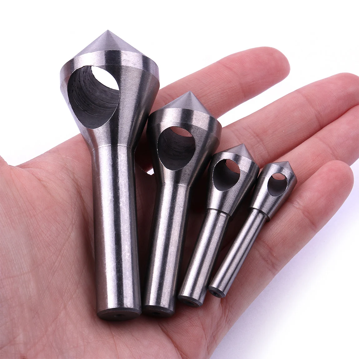 4PC スチール木製皿 Debur バリツール Deburing セット穴 Countersinker