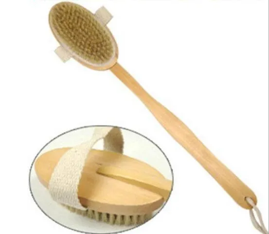 

New Arrive Natural Long Wooden Bristle Body Brush Massager Bath Shower Back Spa Scrubber