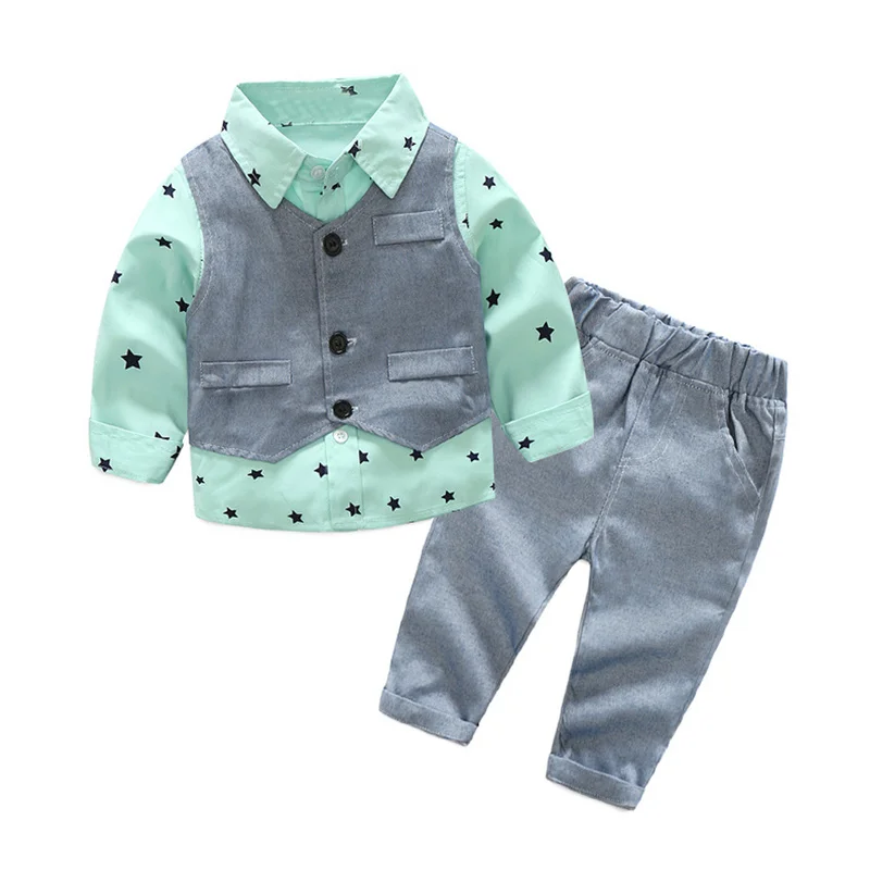 2016 Autumn Baby Boys Clothes Sets Cute Gentleman Infant Cotton Suits Vest+Shirt+Pants 3 Pcs Fashion Casual Kids Child Suits