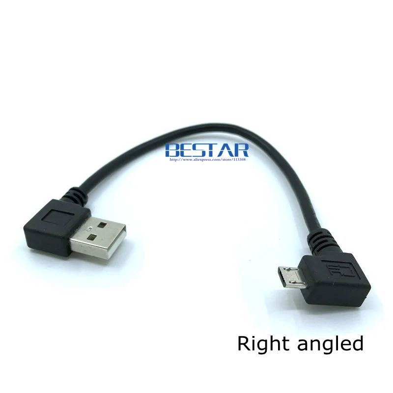 Sol Sağ Açılı 90 derece mikro USB erkek USB Sol açılı Veri şarj kablosu 0.2 m 20 cm kısa Mikro USB açı Kabloları