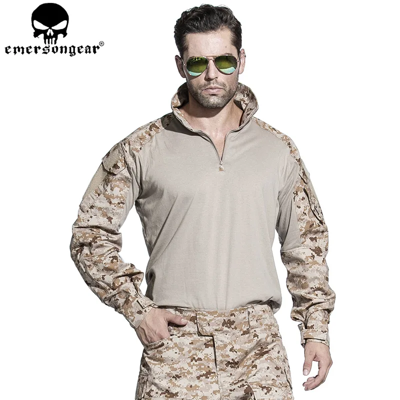 Emersongear Tactical G3 Combat Shirts Mens Gen3 Tops Camoflage T-Shirt Long Sleeve Hunting Airsoft Training Outdoor Hiking AOR1