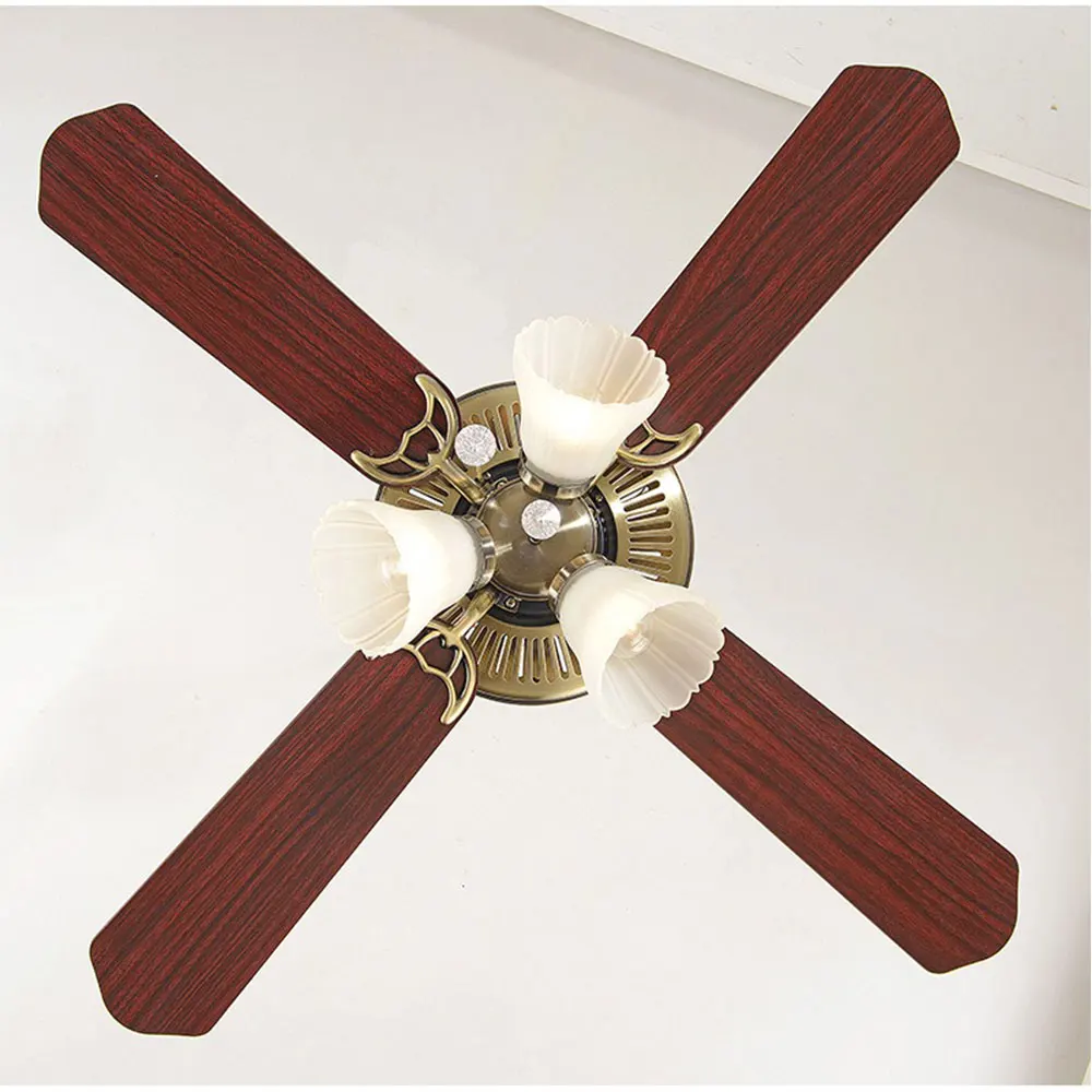 American Vintage Ceiling Fan With Lights Remote Control Ventilador De Techo 220 Volt Bedroom Ceiling Light Fan Lamp E27 Bulbs