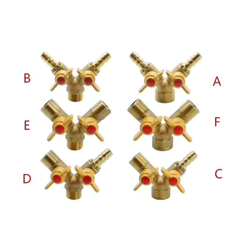 6 Styles Brass Three Direct Links Ball Valves Butterfly Handle Water And Gas Pipe Fittings