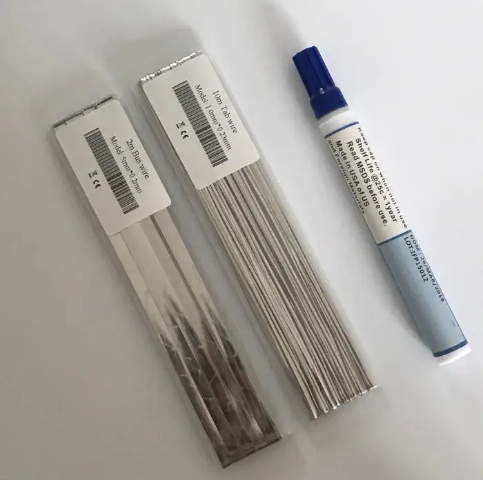 Solar Cell Tab Wire, 10m Tabbing, 1.0x0.23mm, 2m Busbarwire, Flux Pen, DIY Painel Solar Cooper solda ponta