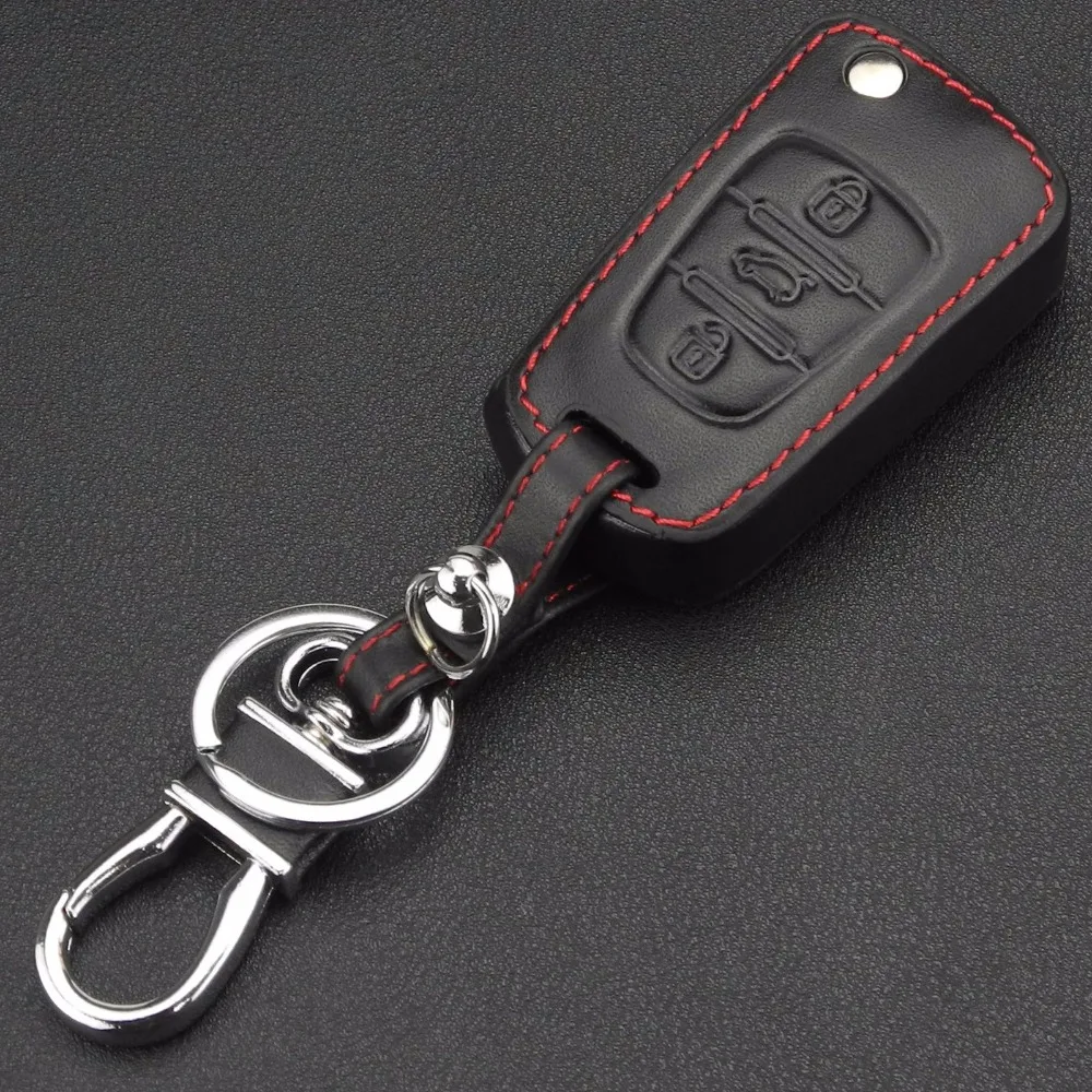 jingyuqin Remote 3 Buttons Leather Key Case For Kia RIO K2 K5 Sportage Sorento For Hyundai i20 i30 i35 iX20 iX35 Solaris Verna