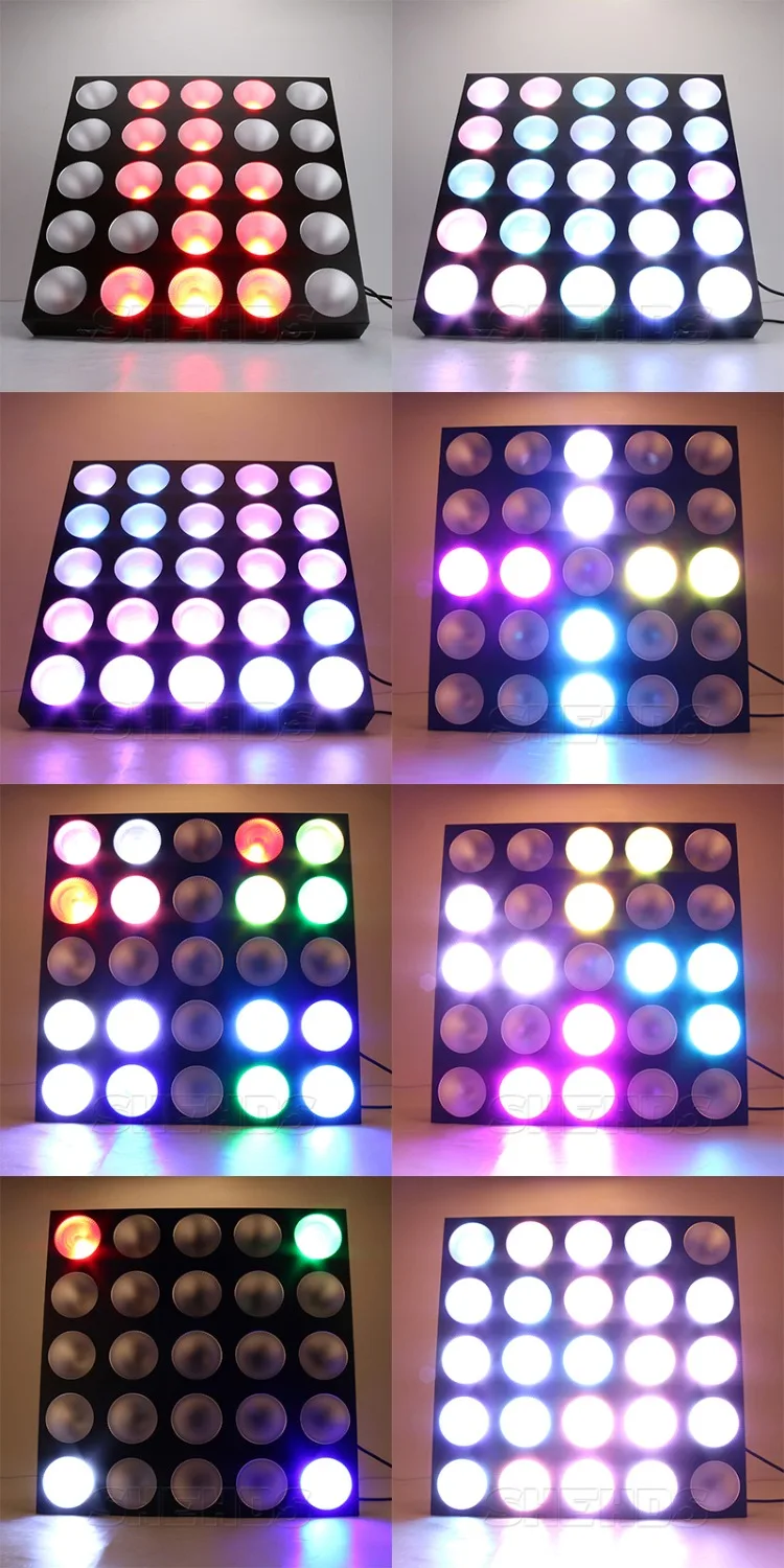 Imagem -06 - Led Rgbw Blinder Matrix Iluminação Iluminação Efeito de Palco Bom para dj Disco Party Dance Floor Bar e Decorações de Casamento Dmx512 25x12w