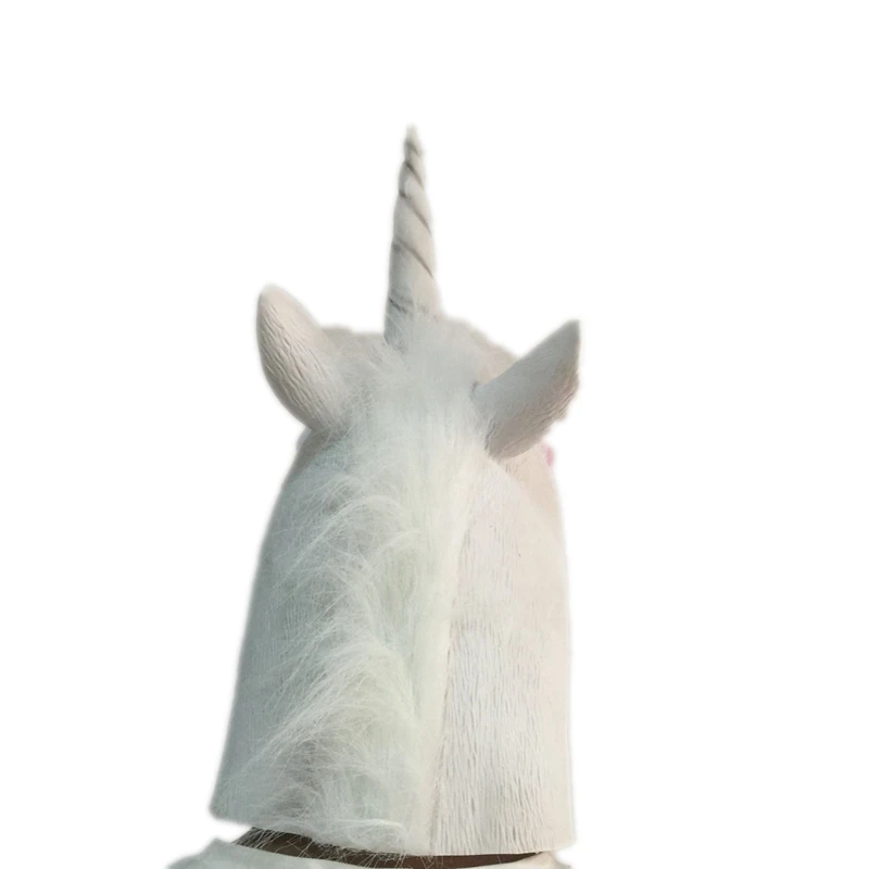 Realistic Unicorn Head Mask Horse Adult Full Face White Latex Masks Halloween Masquerade Party Cosplay Fancy Costume Props