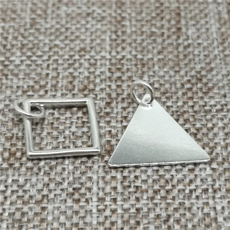 8pcs of 925 Sterling Silver Geometry Square Triangle Charms for Bracelet Necklace Earring