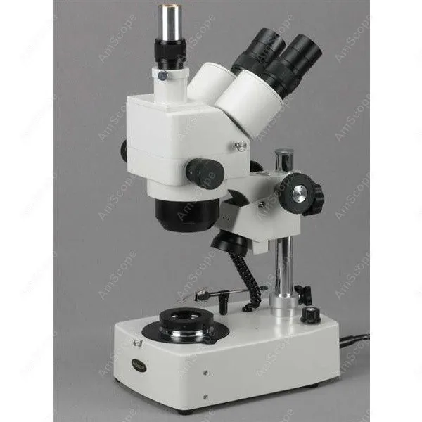 مجوهرات جوهرة مجهر ثلاثي العينيات-AmScope لوازم 10X-40X مجوهرات جوهرة مجهر ستيريو ثلاثي العينيات + ثنائي الهالوجين