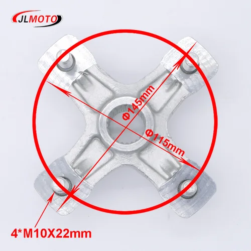 Imagen 2 del producto 4*M10 115mm 24T Buje de Rueda Trasera Compatible con Motoland 250s YAMAHA RAPTOR ATV YFM 350 450 660 700 Mikilon Rapide 250S 1PE-F53K0-00