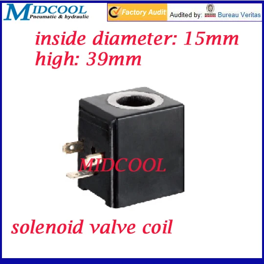 tipo bonde da tomada 24v dc da bobina da valvula do solenoide diametro interno 15 mm alto 39 mm 01