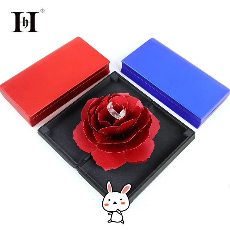 

Unique Pop Up Rose Wedding Engagement Rings Box Surprise Jewelry Storage Holder valentine's day Best Gift Boxes For Women