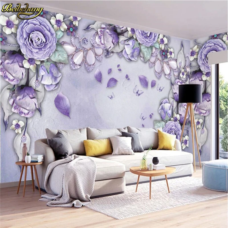 

beibehang Custom Photo Wallpaper 3D Mural Wall Sticker Purple Modern Simple Silk Jewelry Background Wall papel de parede