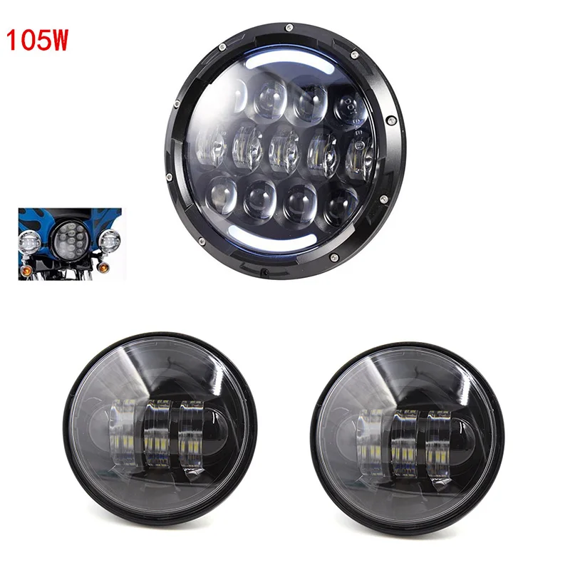 

7 Inch LED Headlight Fog Passing Lights For Touring Road King Ultra Classic Electra Street Glide Tri Cvo Heritage Softail Slim