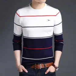 New Spring Autumn Men Casual Harmont Sweater O-Neck Knitted Striped Pullovers Sweaters Men cotton blaine Thin Wool Sweater