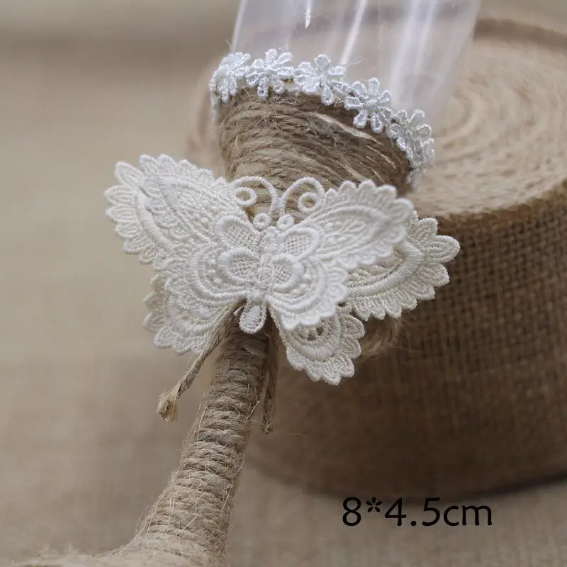 MLAEY 5PCS Lace Trim Quality Cotton Patch Badge Embroidered Lace Fabric Applique DIY Clothes Stickers