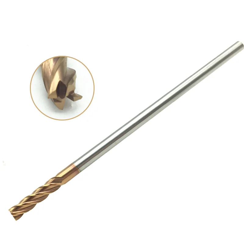 HRC60 4F 4mm Carbide End Mill Extra Long 75mm 100mm Flat Solid Carbide EndMills for CNC Lathe Milling Cutter