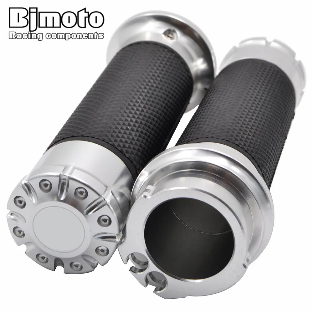 Silver Motorcycle CNC Aluminum&None-Slip Gel Rubber  1'' 25 MM Handlebar Cross Grips  Handle Bar Grip For Harley