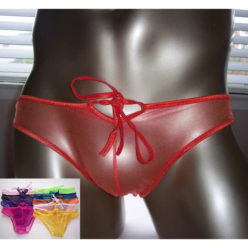 Mens Sheer C-thru Very Thin Tulle Low Rise Bikini Briefs  T768