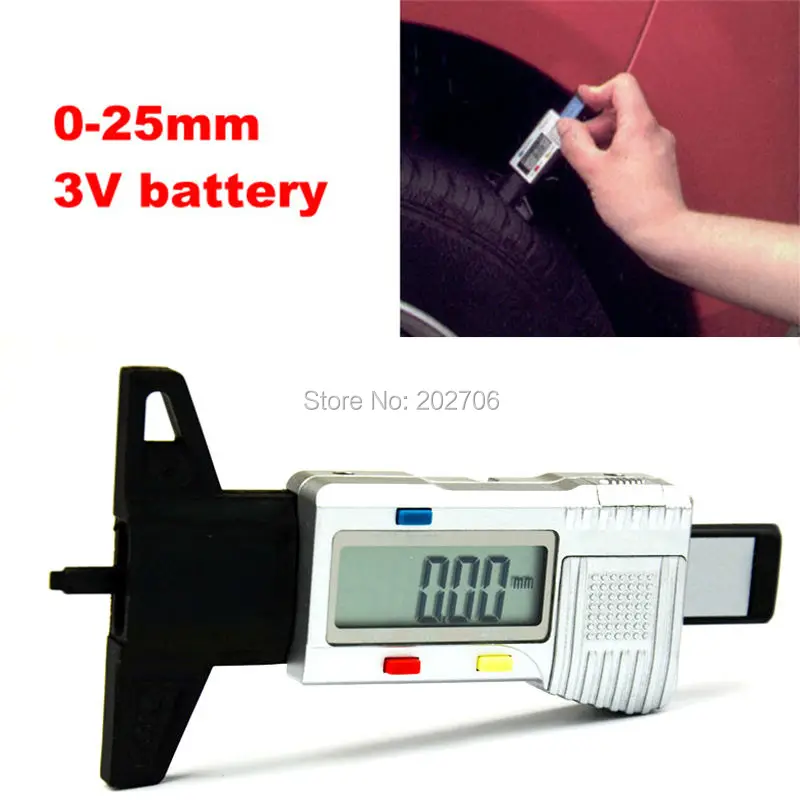 Factory outlet! 0-25.4mm Digital tire thread depth gauge Tire Tread Tyre Depth Brake Gauge Shoe Pad Gauge